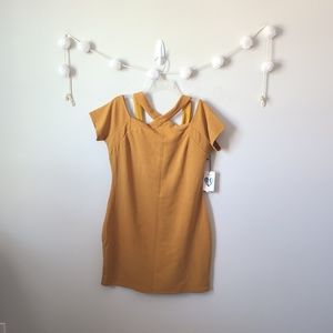 Mustard Yellow Body Con Mini Dress